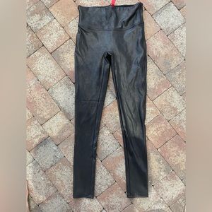 Spanx faux leather leggings petite